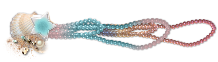 Colorful pearl necklaces with seashell and star.